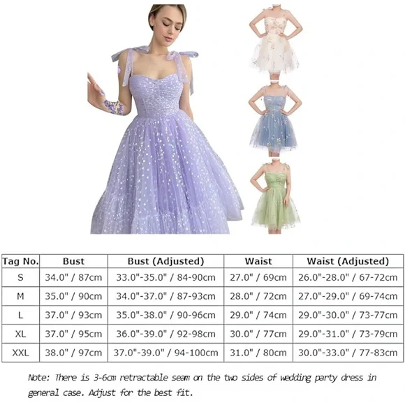 Women's Tie Strap Tulle Prom Dresses Sweetheart, Formal Party Homecoming Dresses - Picture 7 of 7